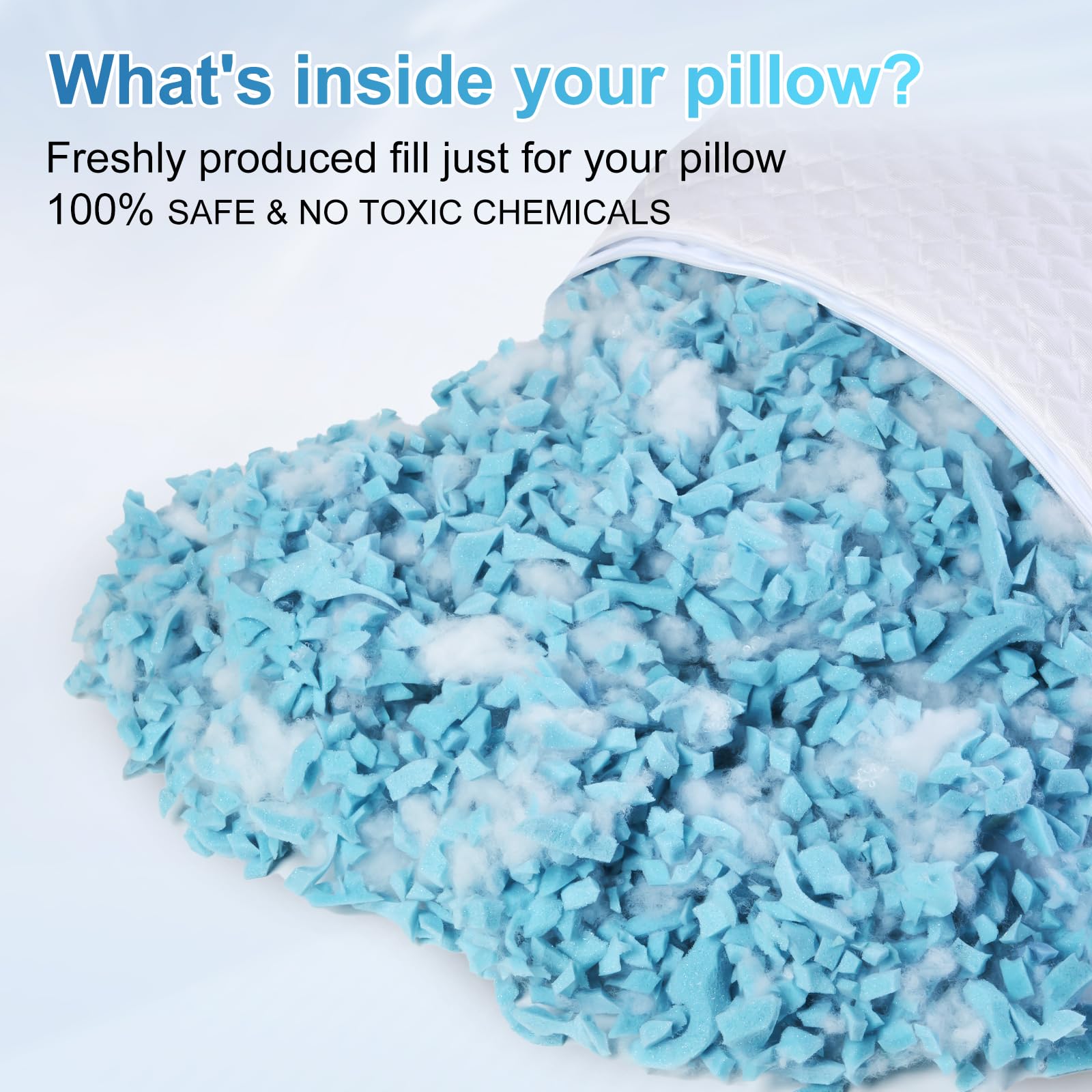 NTCOCO Cooling Bed Pillows Queen Size Pack of 2 for Sleeping Shredded Memory Foam Bed Pillows Adjustable Gel for Side Stomach Back Sleepers Washable Removable Cover Cover - Available at All In One Marketplace Canada