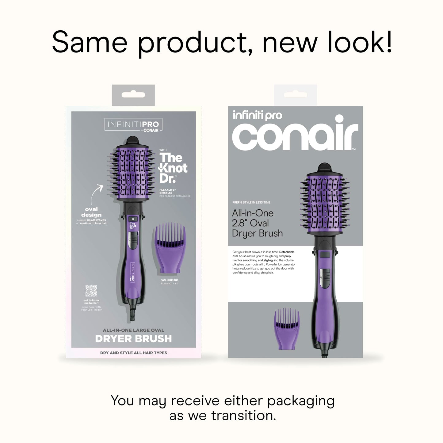The Knot Dr. for Conair BC116C Detangling Hot Air Brush, Wet/ Dry Styler, Blow Dryer Brush in Pink, Blowout Brush 3 Heat Settings, 1000 Watts, Dry, Style and Volumize Conair