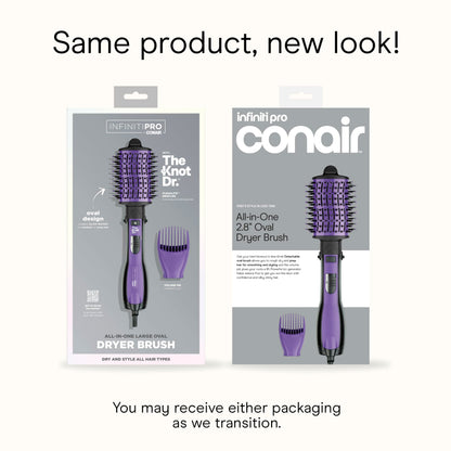 The Knot Dr. for Conair BC116C Detangling Hot Air Brush, Wet/ Dry Styler, Blow Dryer Brush in Pink, Blowout Brush 3 Heat Settings, 1000 Watts, Dry, Style and Volumize Conair
