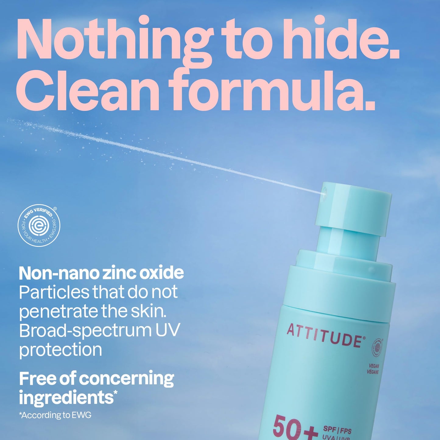 ATTITUDE Baby Mineral Sunscreen Lightweight Lotion SPF 50, Broad Spectrum Zinc Oxide, EWG Verified, Non-Nano, Water-Resistant 80 Minutes, Non-Greasy for Face & Body, Vegan, Unscented, 80 grams - Available at All In One Marketplace Canada