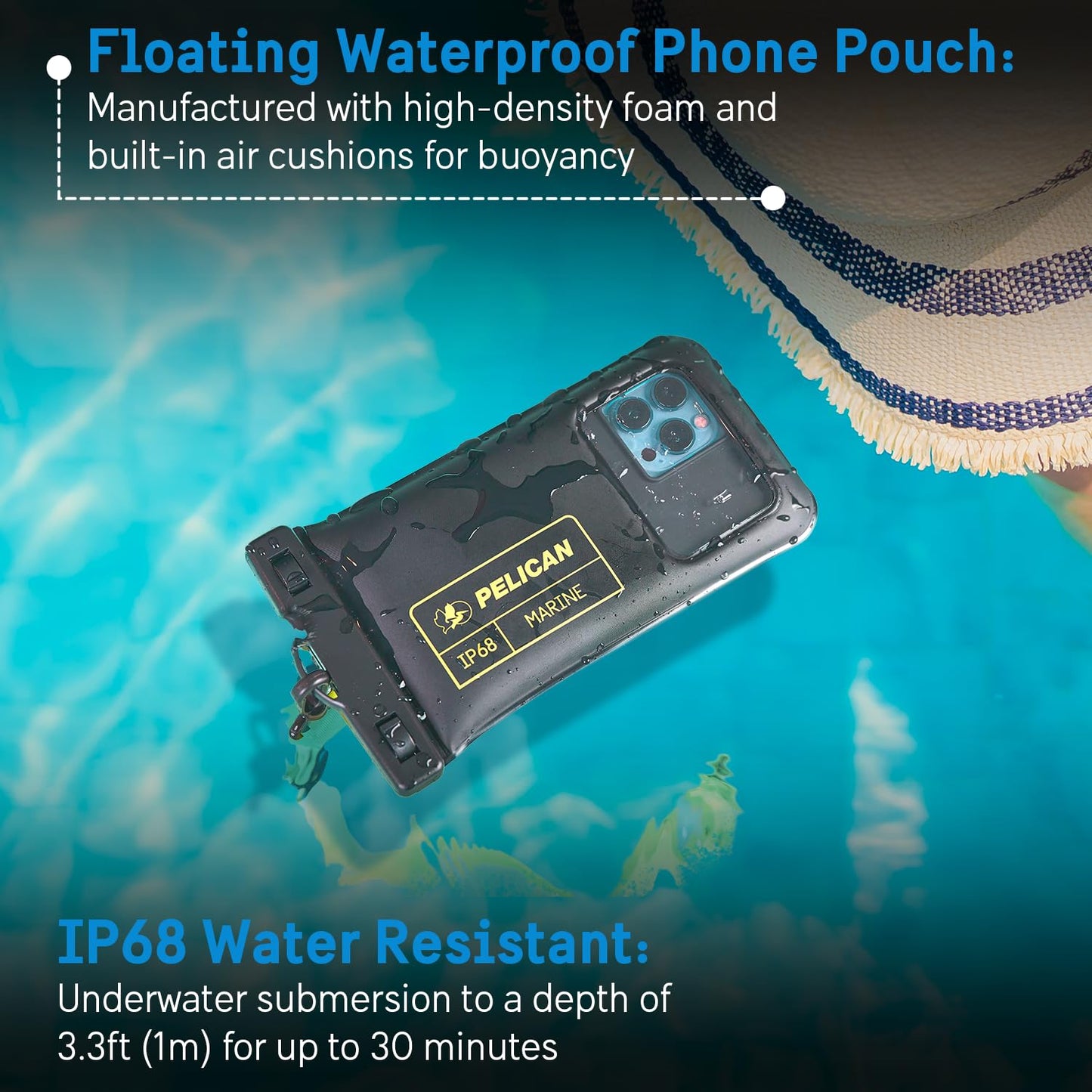 Pelican 2 Pack Marine Waterproof Phone Pouch (Regular) -Black/Hi-Vis Yellow - Available at All In One Marketplace Canada