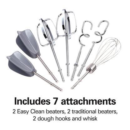 Hamilton Beach 6-Speed Electric Hand Mixer for Baking, 275W, Easy Clean Beaters, Dough Hooks, Whisk, Snap-On Storage Case, Blue (62677J) Hamilton Beach