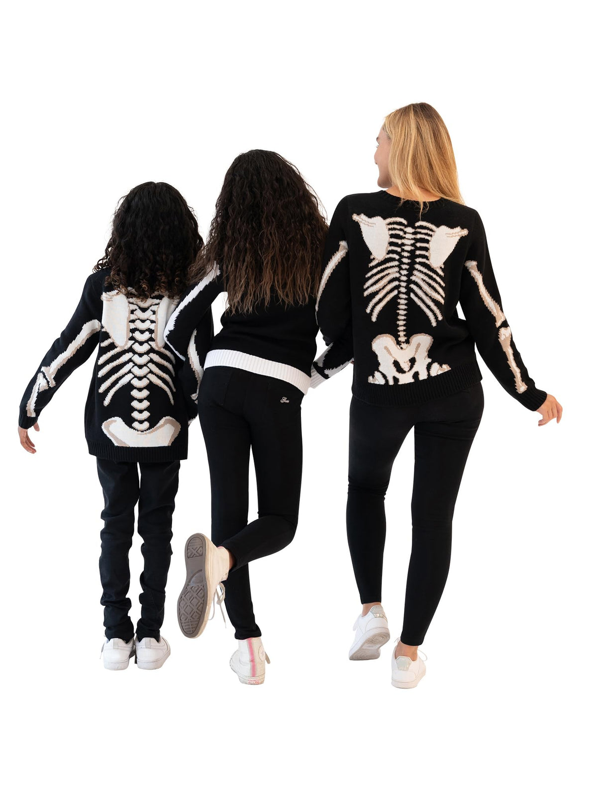 Blizzard Bay Women's Halloween Crew Neck, Long Sleeve, Sweater, Black Skeleton, Small