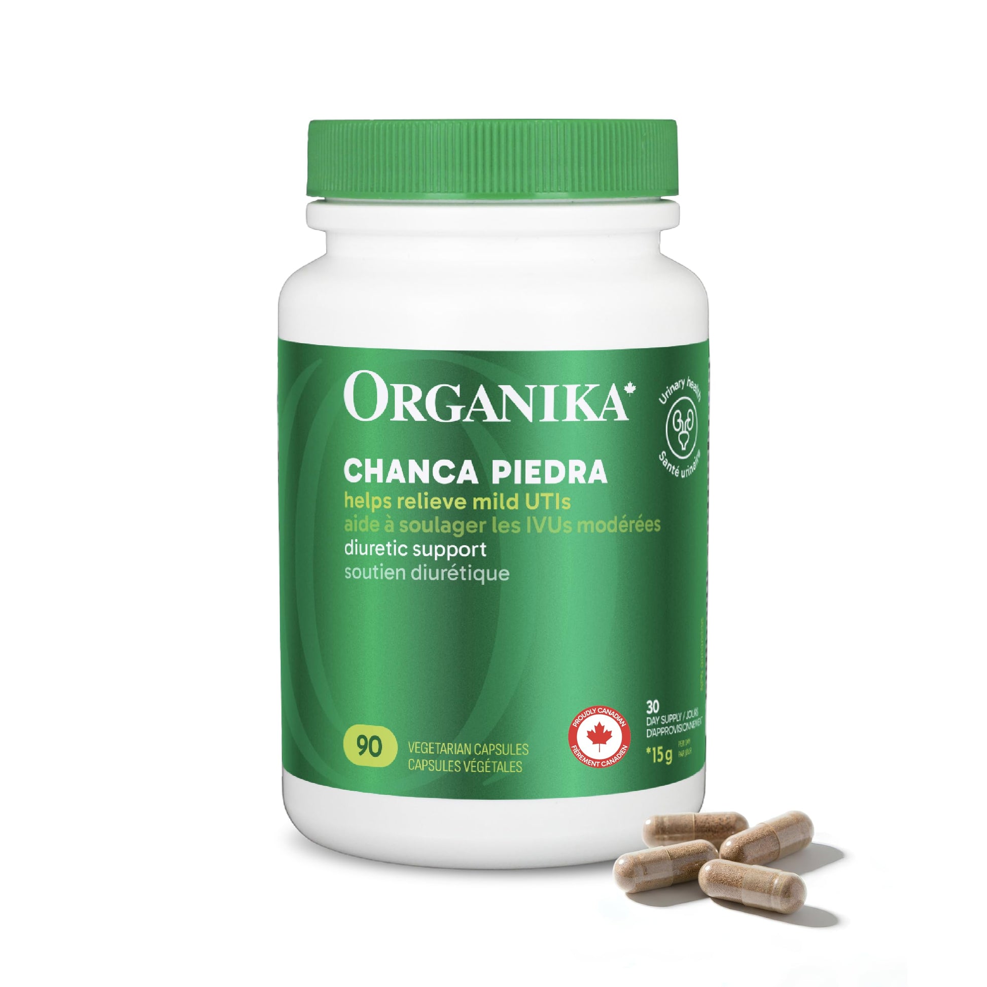 Organika Canadian-Made Chanca Piedra 500 mg - UTI Support | Kidney, Gallblader and Urinary Support, Cleansing- 90 vcaps Organika