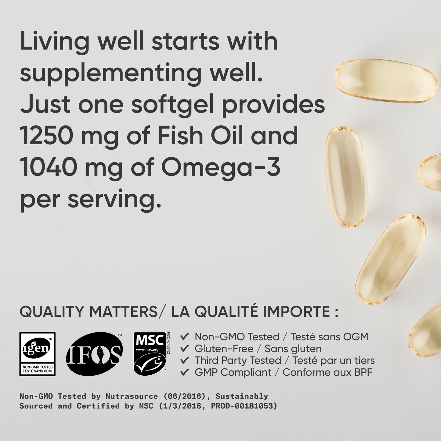Sports Research Triple Strength Omega 3 Fish Oil - Burpless Fish Oil Supplement w/EPA & DHA Fatty Acids from Wild Alaskan Pollock - Heart, Brain & Immune Support for Men & Women - 1250 mg, 90 ct
