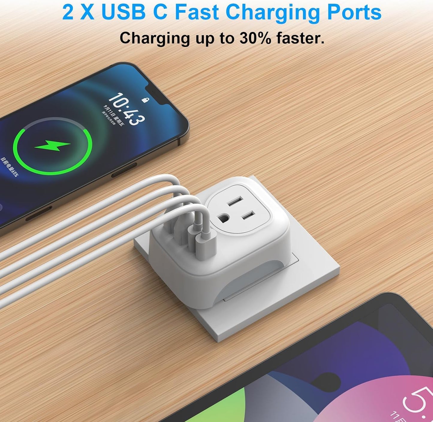 2 Pack European Travel Plug Adapter, VYLEE International Travel Adapter with 2 Outlets 4 USB Ports(2 USB C), 6 in 1 Type C Travel Essentials Charger for US to Most of Europe EU Italy Spain France - Available at All In One Marketplace Canada