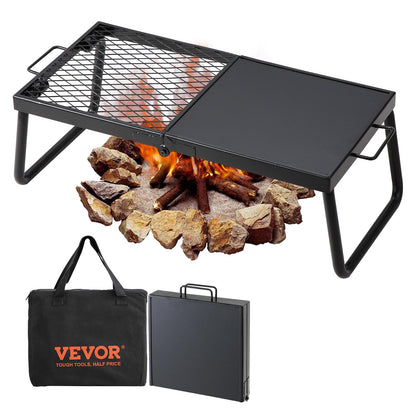 VEVOR Folding Campfire Grill, Heavy Duty Steel Mesh Grate, 22.4" Portable Camping Grates Over Fire Pit, Camp Fire Cooking Equipment with Legs Carrying Bag, Grilling Rack for Outdoor Open Flame Cooking VEVOR