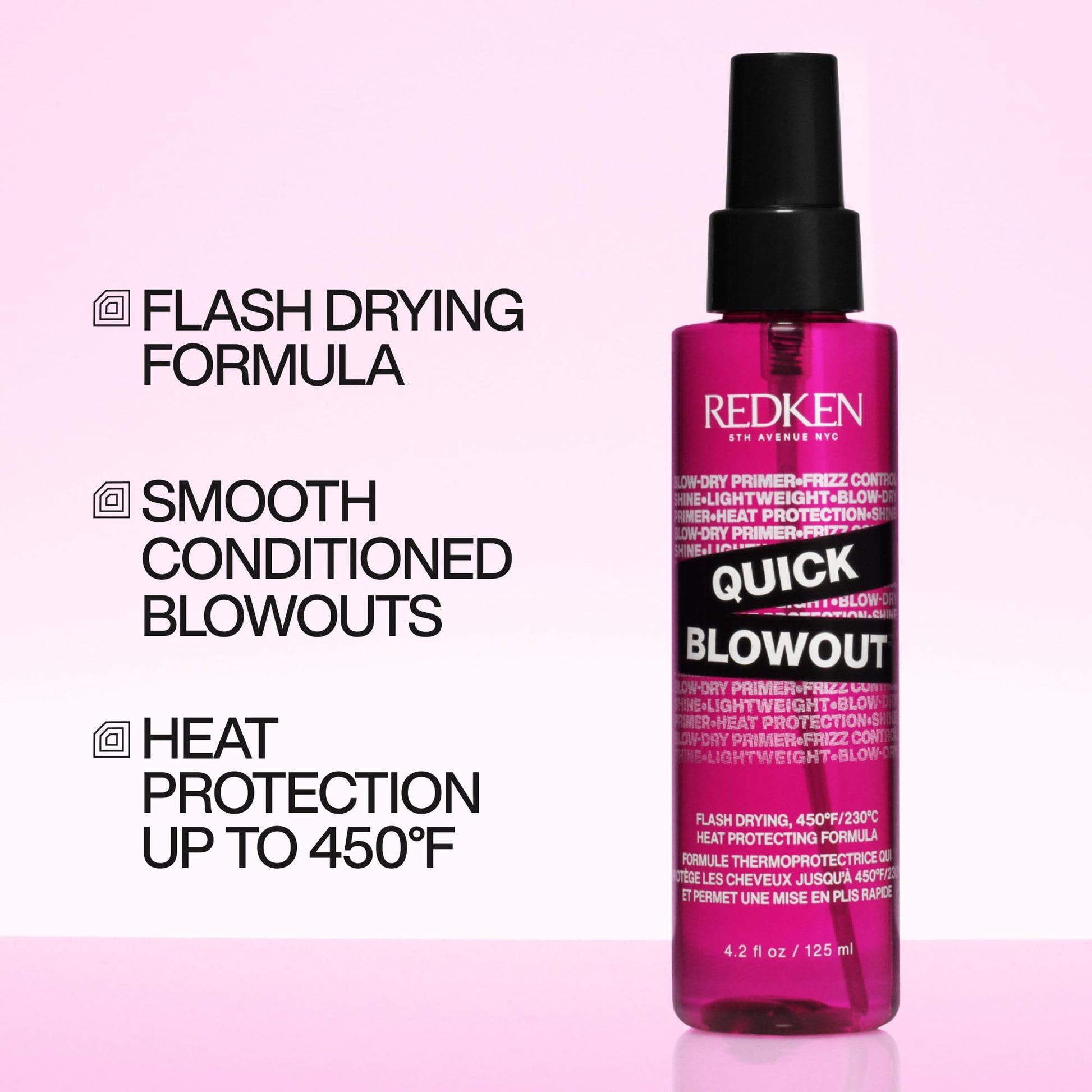 Redken Quick Blowout Heat Protection Spray for All Hair Types | Reduces blow dry time | Blowdry spray,125ml. - Available at All In One Marketplace Canada