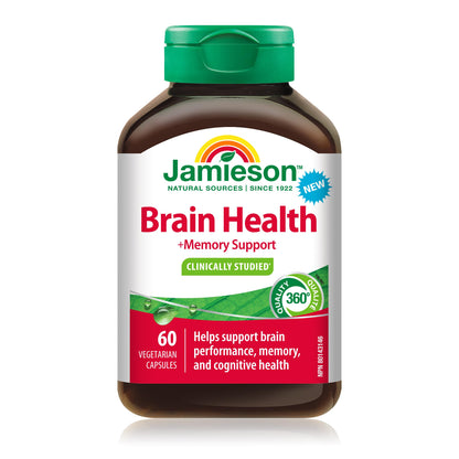 Jamieson Brain Health & Memory Support, BacoMind, Bacopa Monnieri, Supports Brain Health, Performance, and Memory. NON-GMO, 60 Capsules, Proudly Canadian