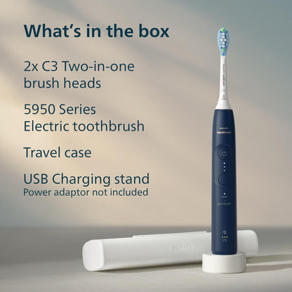 Philips Sonicare 5950 Rechargeable Electric Toothbrush, 2 Brush Heads, Blue Philips Sonicare