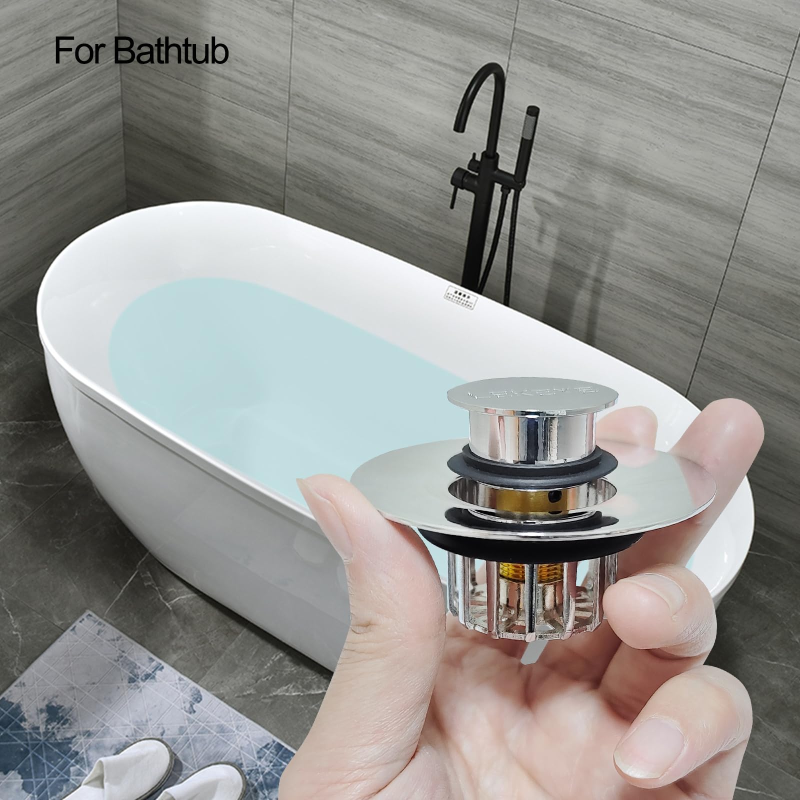 LEKEYE Tub Stopper | Shower Drain Hair Catcher | Pop-up Drain Stopper with Strainer | Bathroom Bathtub Plug | Drain Protector for 1-1/2 to 1-3/4" Bath Drain Hole - Available at All In One Marketplace Canada