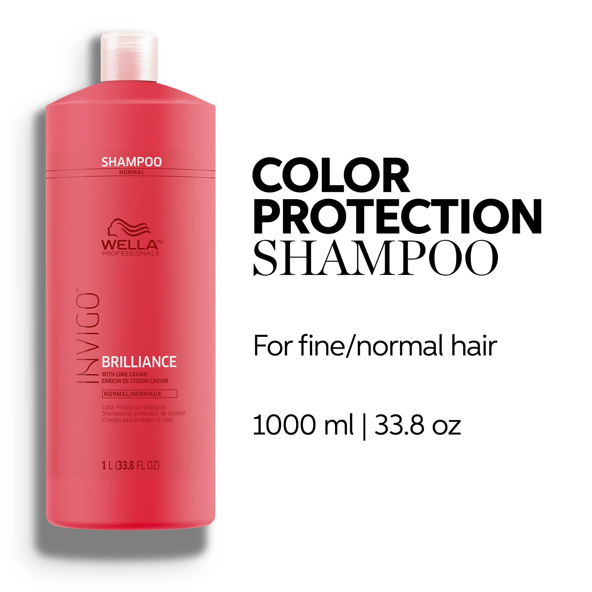 Wella Professionals Invigo Brilliance Shampoo for Fine/Normal Coloured-Treated Hair, Salon Shampoo, Hair Cleanser, Colour Safe, Daily Wash, Lime Caviar, Intense Colour Protection | 33.8 Fl Oz | 1L Wella Professionals