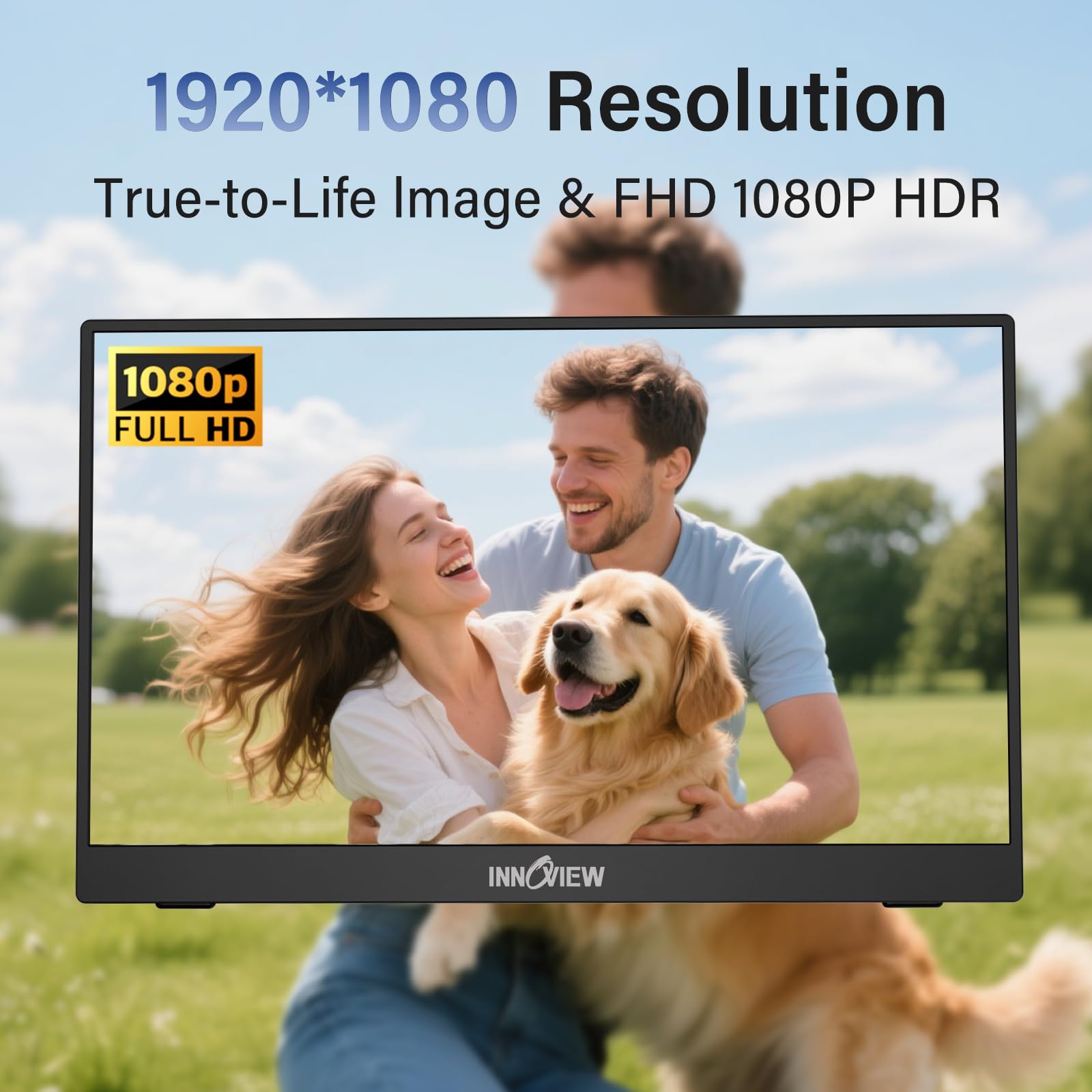 InnoView Portable Monitor, 15.6 Inch FHD 1080P USB C HDMI Second External Monitor for Laptop, Desktop, MacBook, Phones, Tablet, PS5/4, Xbox, Switch, Built-in Speaker with Smart Cover - Available at All In One Marketplace Canada