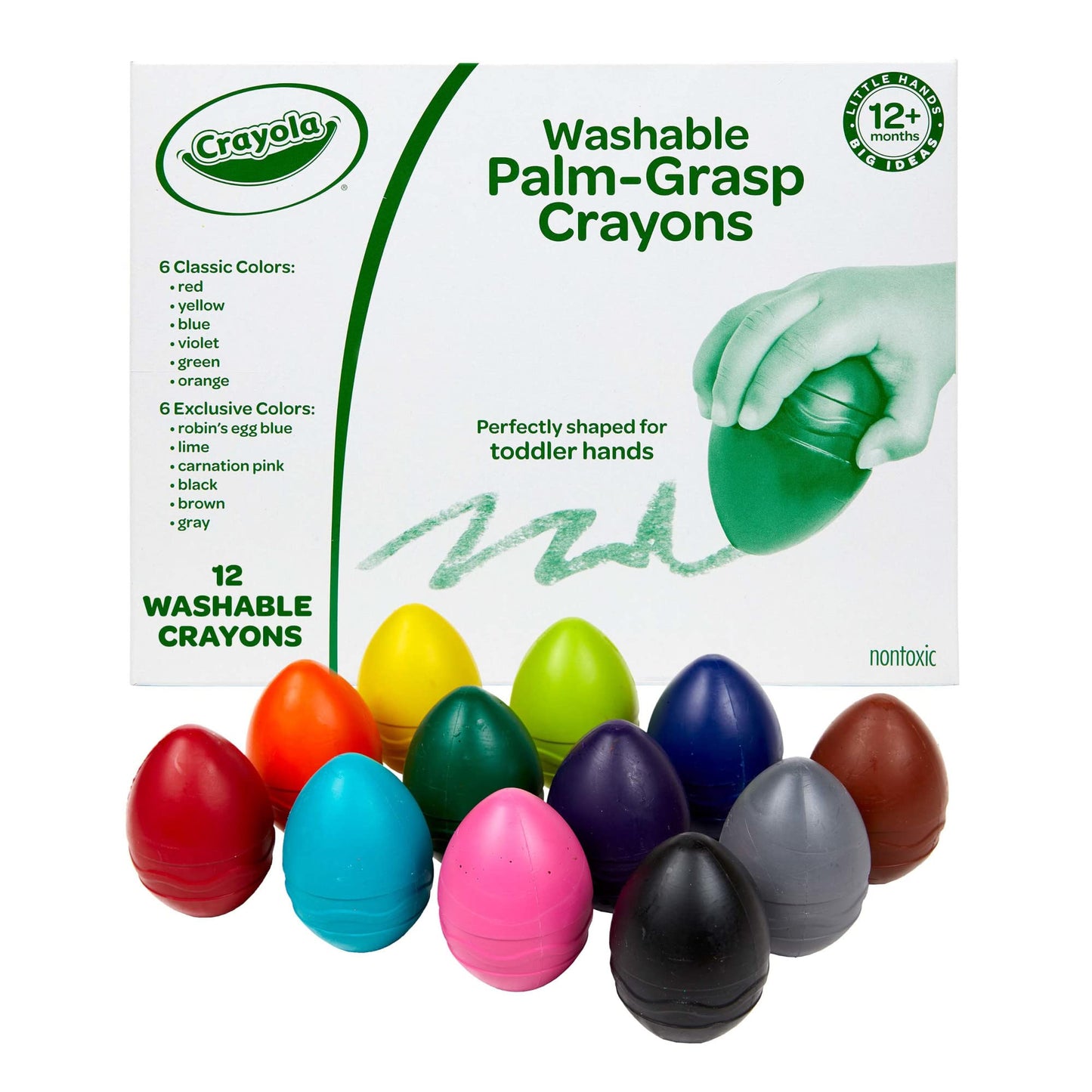 Crayola Egg Crayons (12ct), Jumbo Washable Crayons, Toddlers Crayons, Art Supplies for Kids 12 Months & Up Crayola