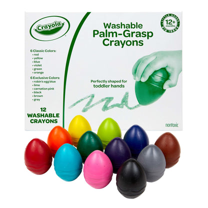 Crayola Egg Crayons (12ct), Jumbo Washable Crayons, Toddlers Crayons, Art Supplies for Kids 12 Months & Up Crayola