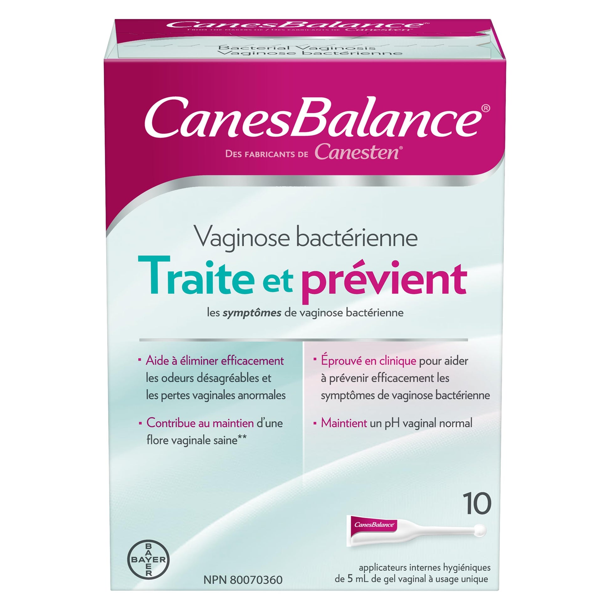CanesBalance Bacterial Vaginosis Treatment and Prevention Gel - Treat And Prevent BV Symptoms, BV Treatment For Women, Relieves Vaginal Odor, Maintains Normal Vaginal pH, 10 Single-Use Applicators - Available at All In One Marketplace Canada