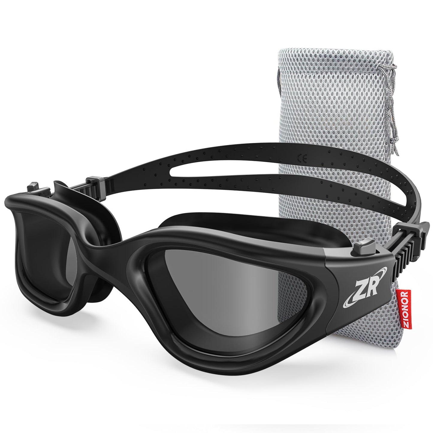 ZIONOR Swimming Goggles G1 Polarized Swim Goggles UV Protection Watertight Anti-Fog Adjustable Strap Comfort fit for Unisex Adult Men and Women-Black Frame Smoke Lens