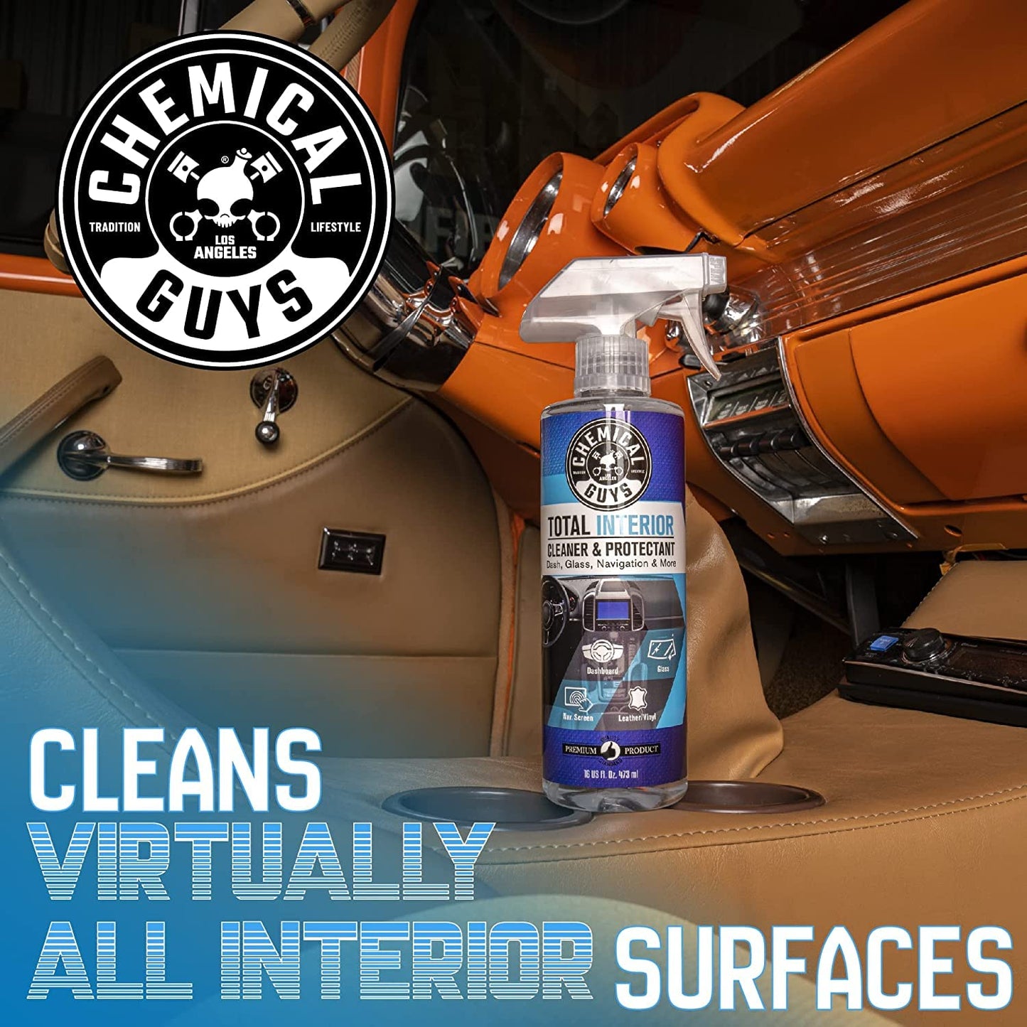 Nettoyant et protecteur intérieur complet Chemical Guys, sans danger pour les voitures, camions, VUS, motos, VR et plus, 473 ml (Paquet de 2), parfum frais