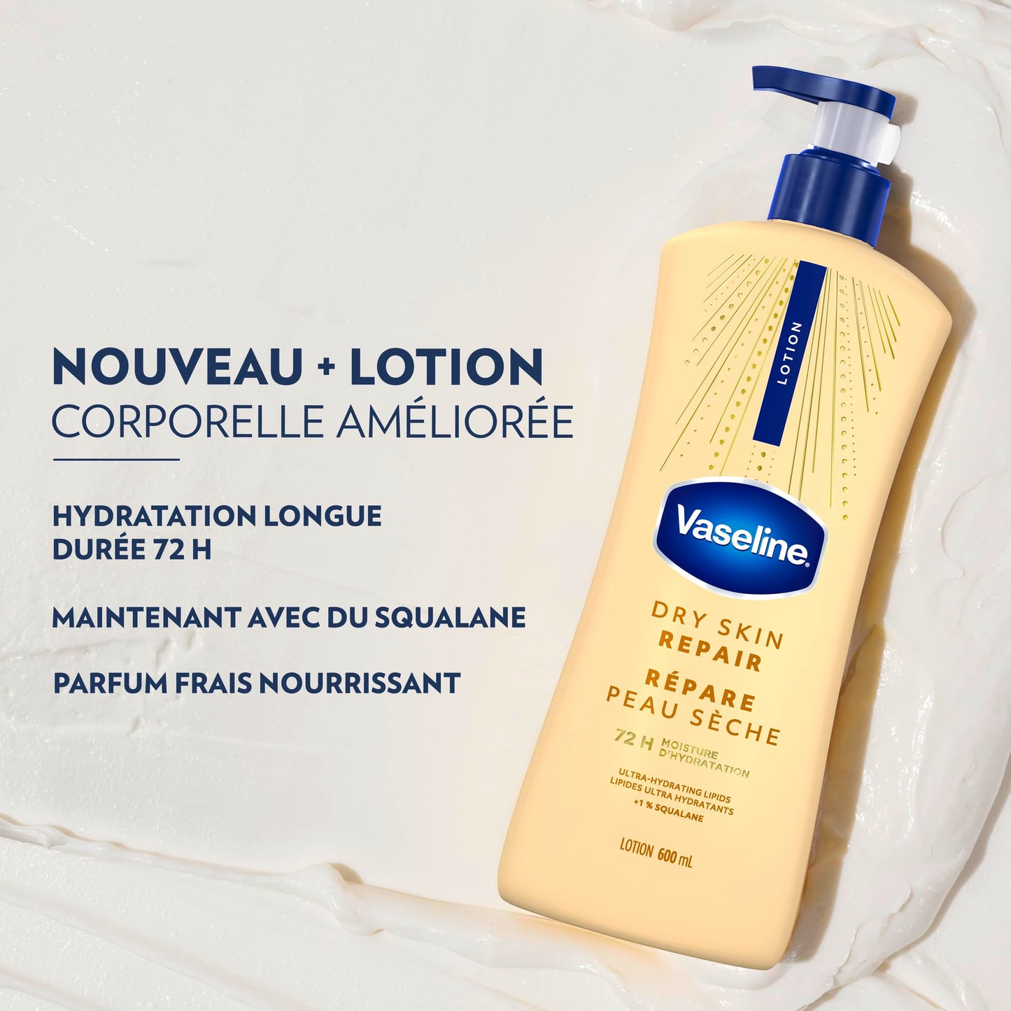 Vaseline Dry Skin Repair Lotion Ultra-Hydrating 72H Moisture, 600mL, 4-Pack Vaseline