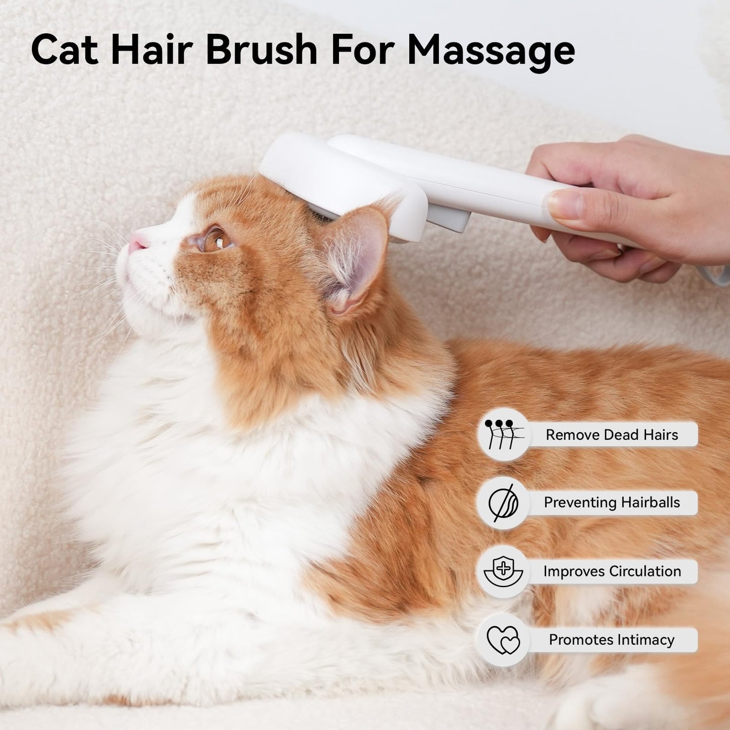 aumuca Cat Brush Dog Brush for Shedding, Cat Brushes for Long or Short Haired Cats, Dog Hair Brush Cat Grooming Brush Cat Comb Cat Deshedding Brush Easily Removes Mats, Tangles, and Loose Fur, White