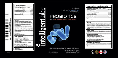 Intelligent Labs 50 Billion CFU Probiotic with Prebiotics - Advanced Gut Health & Immune Support - Acid Resistant, Overfilled for Max Potency - No Refrigeration Needed - 60 Capsules (60-Day Supply) - Available at All In One Marketplace Canada