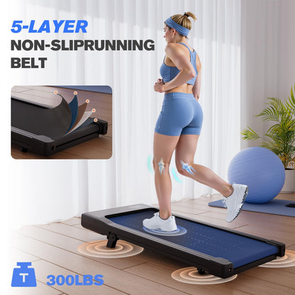 Lacuffy Walking Pad with 6% Incline, No-Assembly Under Desk Treadmill, 2.5 HP Quiet Motor, APP & Remote Control, LED Display, 305 lbs Capacity for Home/Office