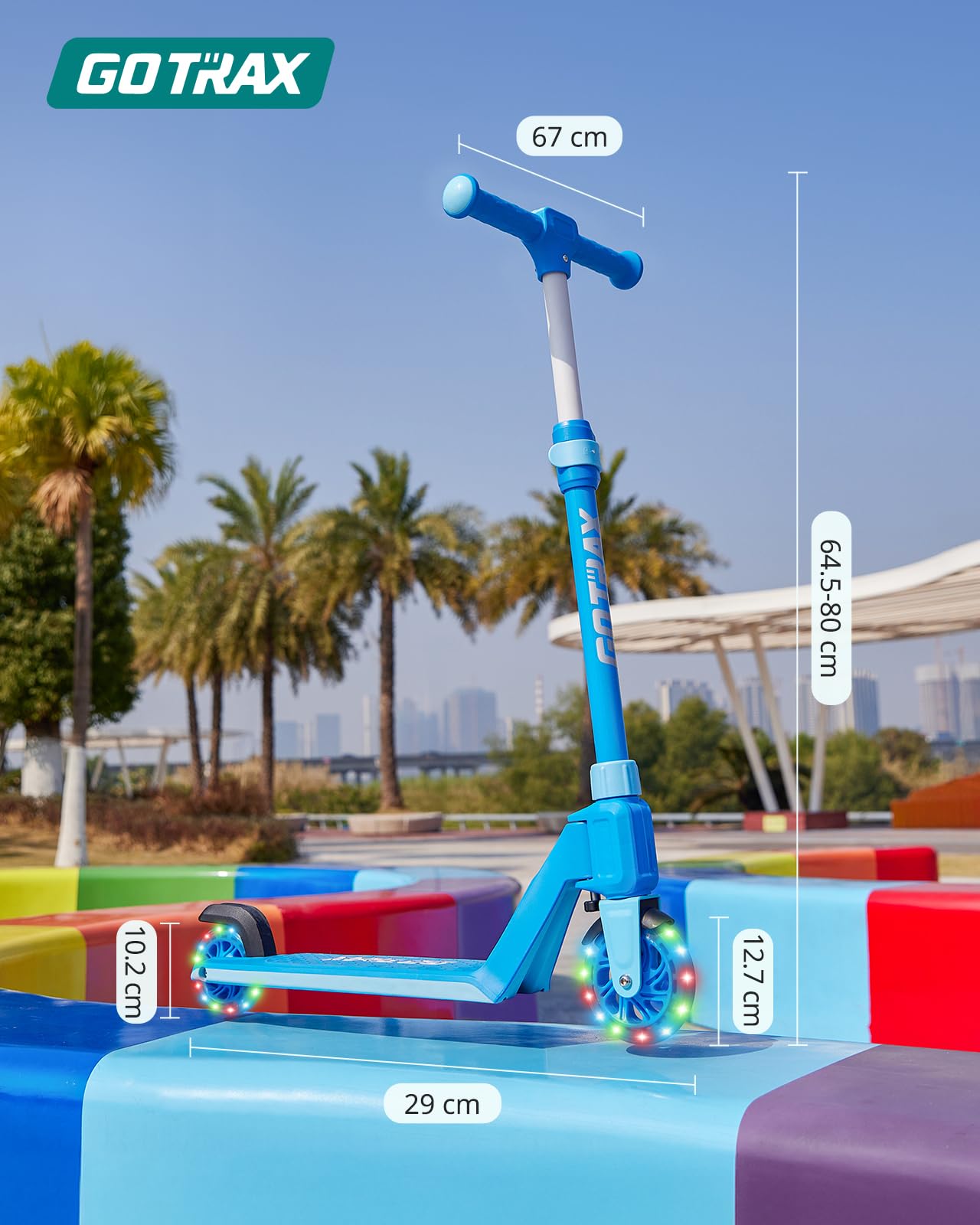 Gotrax K03 Kick Scooter for Kids, 5" LED Lighted Wheels and Adjustable Handlebars, Lightweight Design and Anti-Slip Deck, Max Load 110 Lbs, Kids Scooter for Boys & Girls Ages 3+, Blue - Available at All In One Marketplace Canada