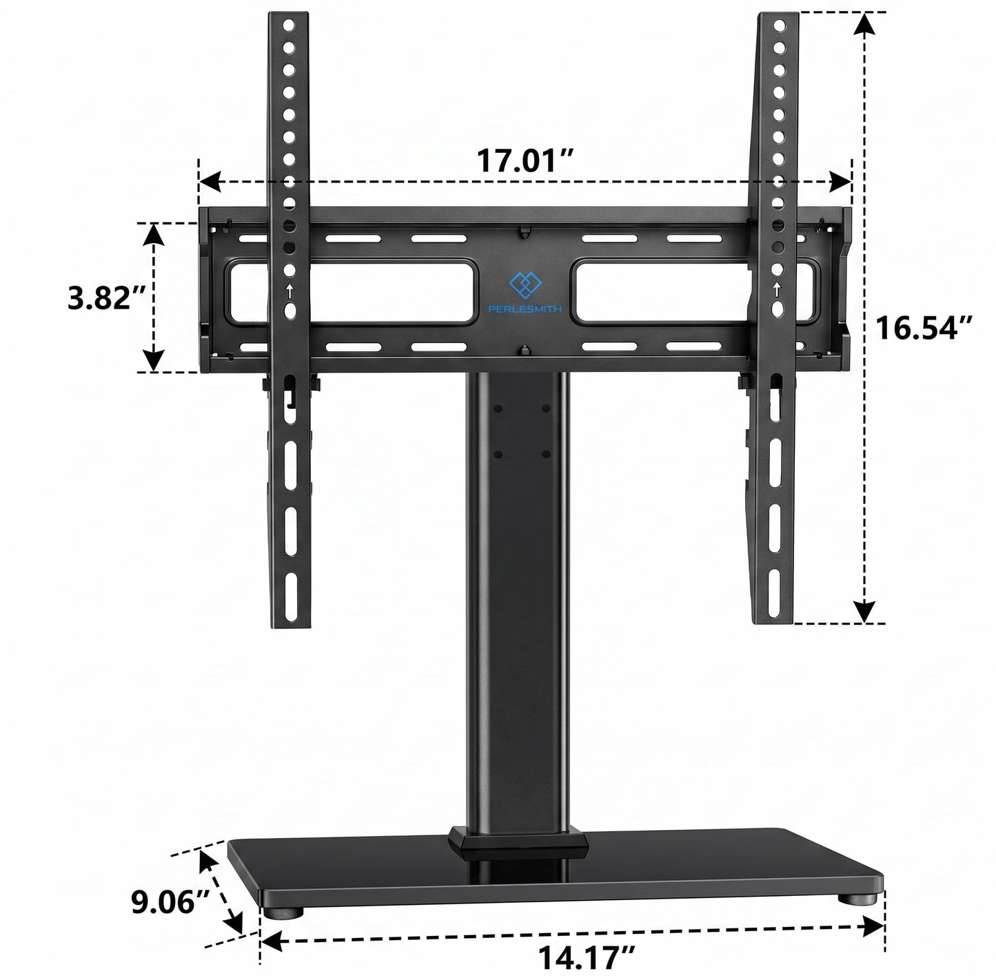 PERLESMITH Swivel Universal TV Stand/Base - Table Top TV Stand for 24-60 inch LCD LED TVs - Height Adjustable TV Mount Stand with Tempered Glass Base, VESA 400x400mm, Holds up to 99lbs PSTVS09 PERLESMITH