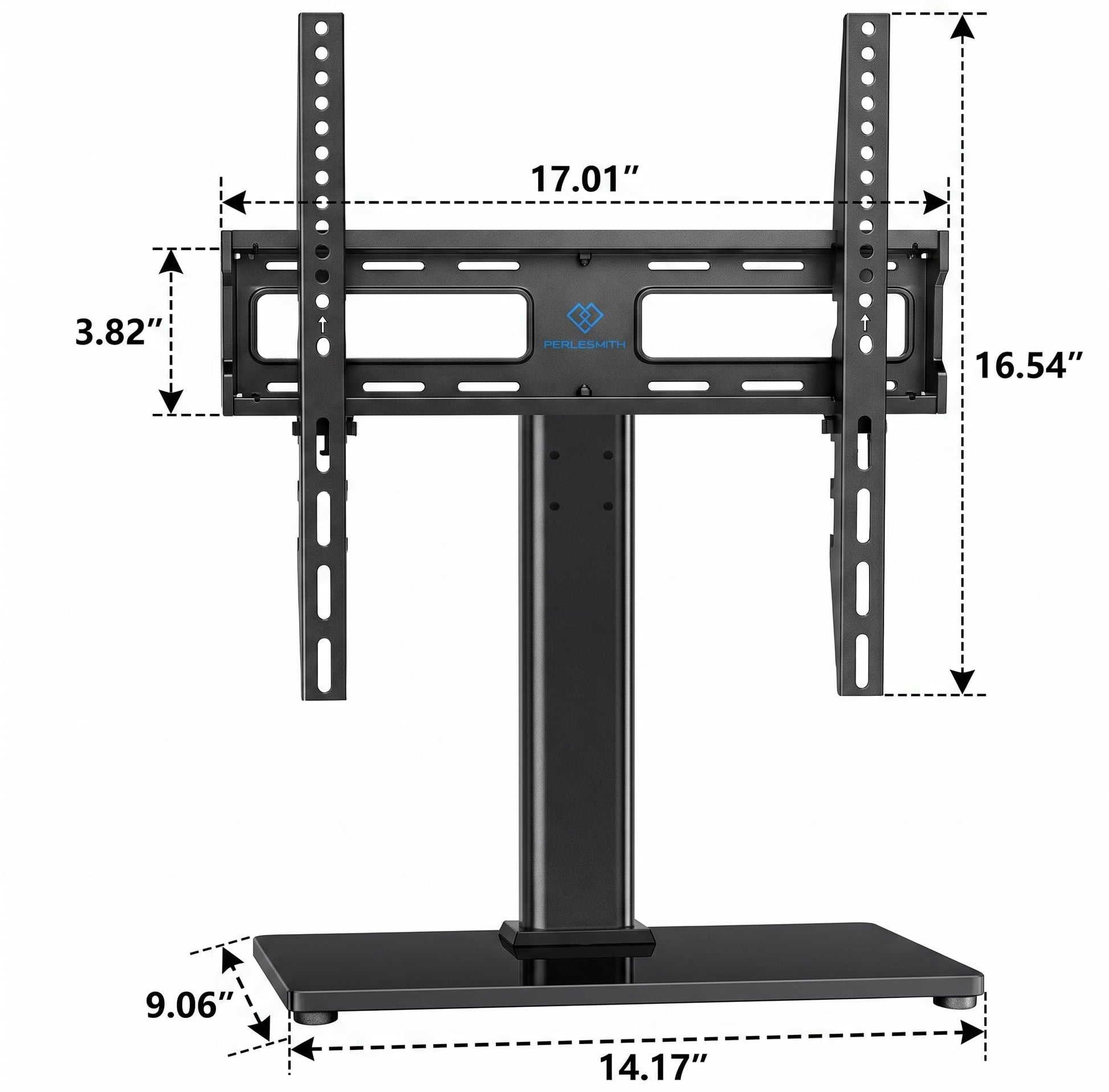PERLESMITH Swivel Universal TV Stand/Base - Table Top TV Stand for 24-60 inch LCD LED TVs - Height Adjustable TV Mount Stand with Tempered Glass Base, VESA 400x400mm, Holds up to 99lbs PSTVS09 PERLESMITH