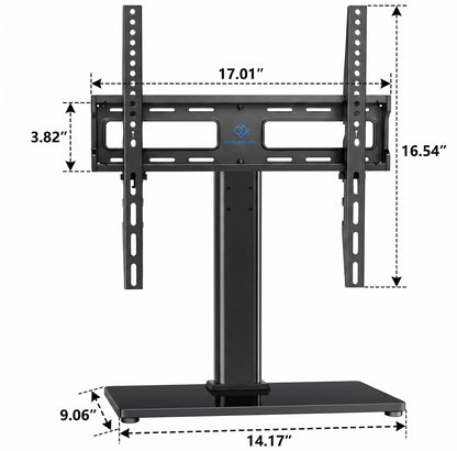 PERLESMITH Swivel Universal TV Stand/Base - Table Top TV Stand for 24-60 inch LCD LED TVs - Height Adjustable TV Mount Stand with Tempered Glass Base, VESA 400x400mm, Holds up to 99lbs PSTVS09 PERLESMITH