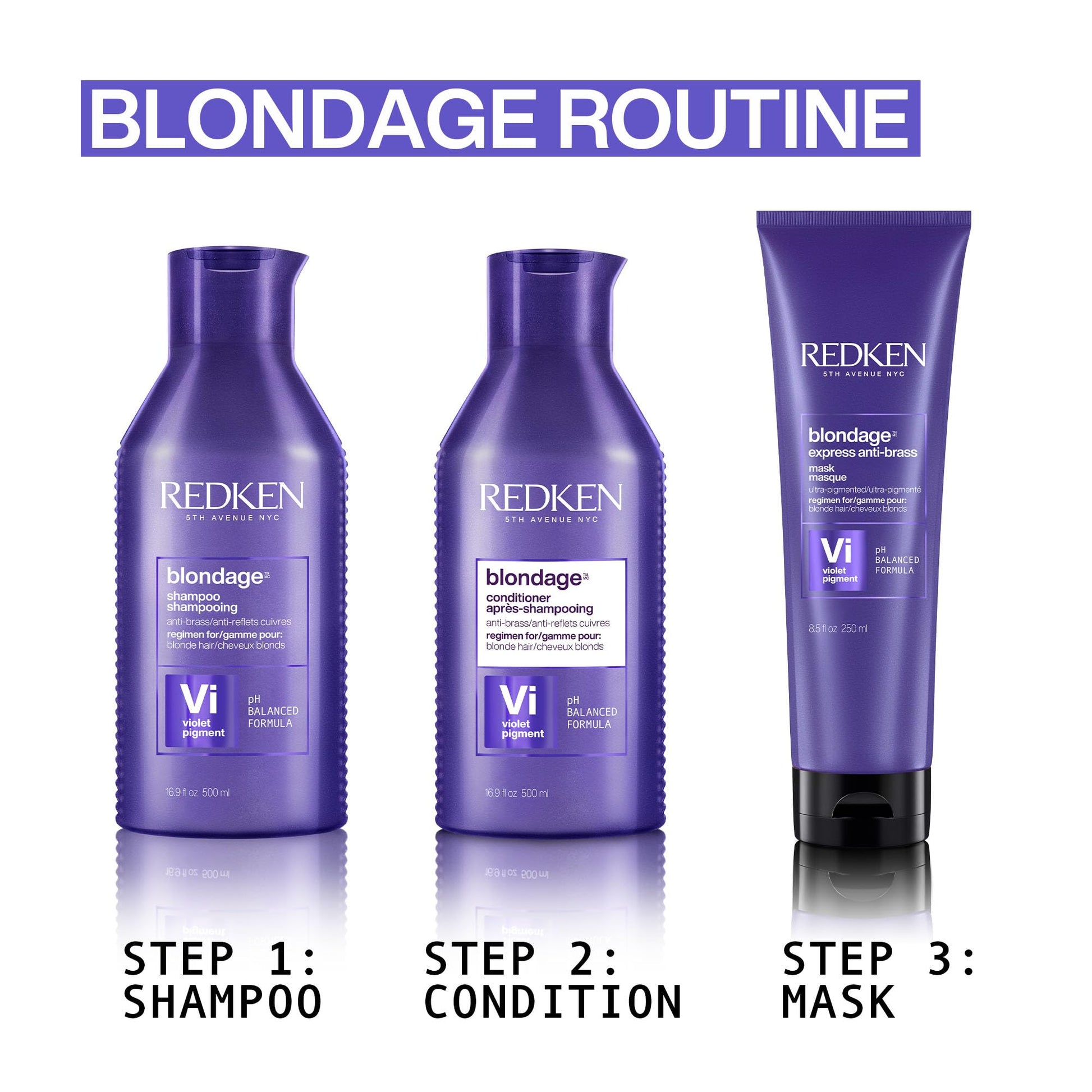 Redken Blondage Purple Toning Shampoo, Neutralizes Brassy Tones In Bleached Or Highlighted Hair, Anti-Brass Shampoo For Blonde Hair, 300ml - Available at All In One Marketplace Canada