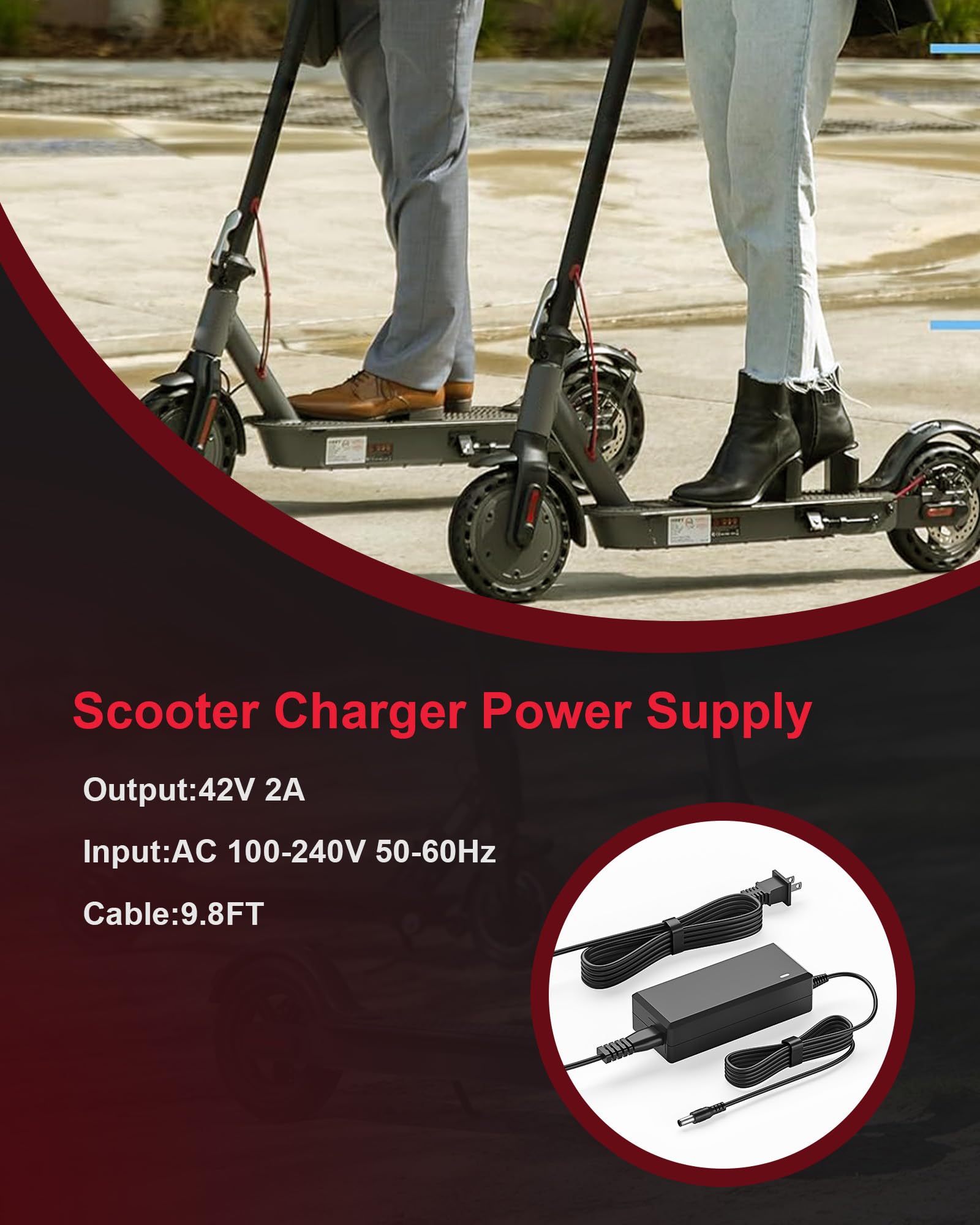 42V 2A Electric Scooter Charger for GOTRAX GXL V2,G2,G3,G4,Hiboy S2 Pro,Jetson Bolt/Bolt Pro/Adventure/Metro/Journey/LX10/ J5/J8 Bikes - Available at All In One Marketplace Canada
