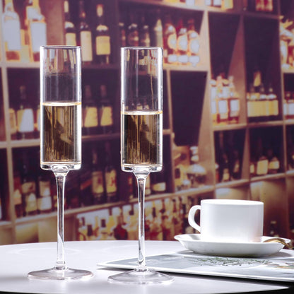 BACLIFE Crystal Champagne Flutes Set of 6 - Hand Blown Champagne Glasses with Long Stem - Elegant Sparkling Wine Stemware - Unique Gift for Birthday,Wedding, Christmas - 6.5 oz, Clear 🍁 All In One Marketplace Canada
