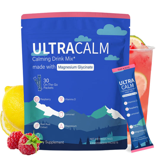 GMOOKEY UltraCalm Super Drink Packets, Raspberry Lemonade Flavor, Sugar‑Free Stress Relief & Focus Support with Magnesium, Non‑GMO, Vegetarian (30 Servings) - Available at All In One Marketplace Canada