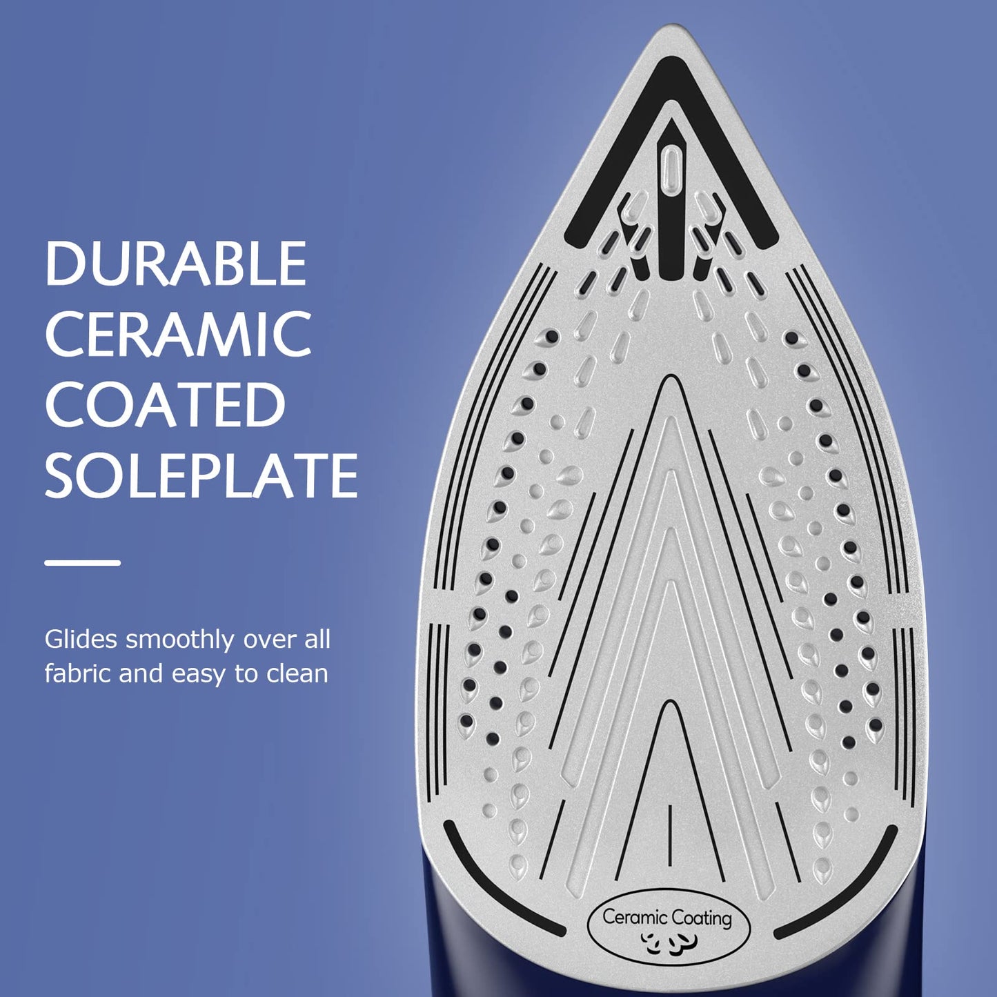 BEAUTURAL Steam Iron for Clothes with Precision Thermostat Dial, Ceramic Coated Soleplate, 3-Way Auto-Off, Self-Cleaning, Anti-Calcium, Anti-Drip - Available at All In One Marketplace Canada