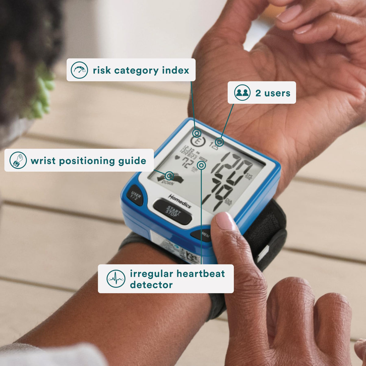 Homedics Automated Wrist Blood Pressure Monitor for Home Use