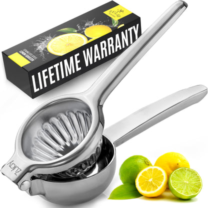 Zulay Large Lemon Squeezer Stainless Steel - Easy Squeeze Manual Heavy Duty Lemon Juicer Hand Press - Ergonomic Citrus Squeezer & Fruit Juicer for Small Oranges, Lemons, & Limes - Stainless Steel - Available at All In One Marketplace Canada