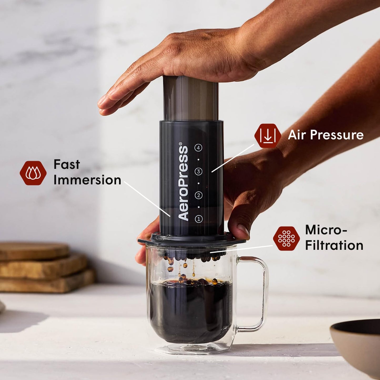 AeroPress Original Coffee Press - All-in-One French Press, Pour-Over & Espresso Style Manual Brewer, 2 Min Brew for Less Bitterness, More Flavor, Small Portable Coffee Maker, Travel & Camping - Available at All In One Marketplace Canada