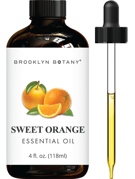 Brooklyn Botany Sweet Orange Essential Oil - Huge 118 ml - 100% Pure and Natural - Premium Grade with Dropper - for Aromatherapy and Diffuser