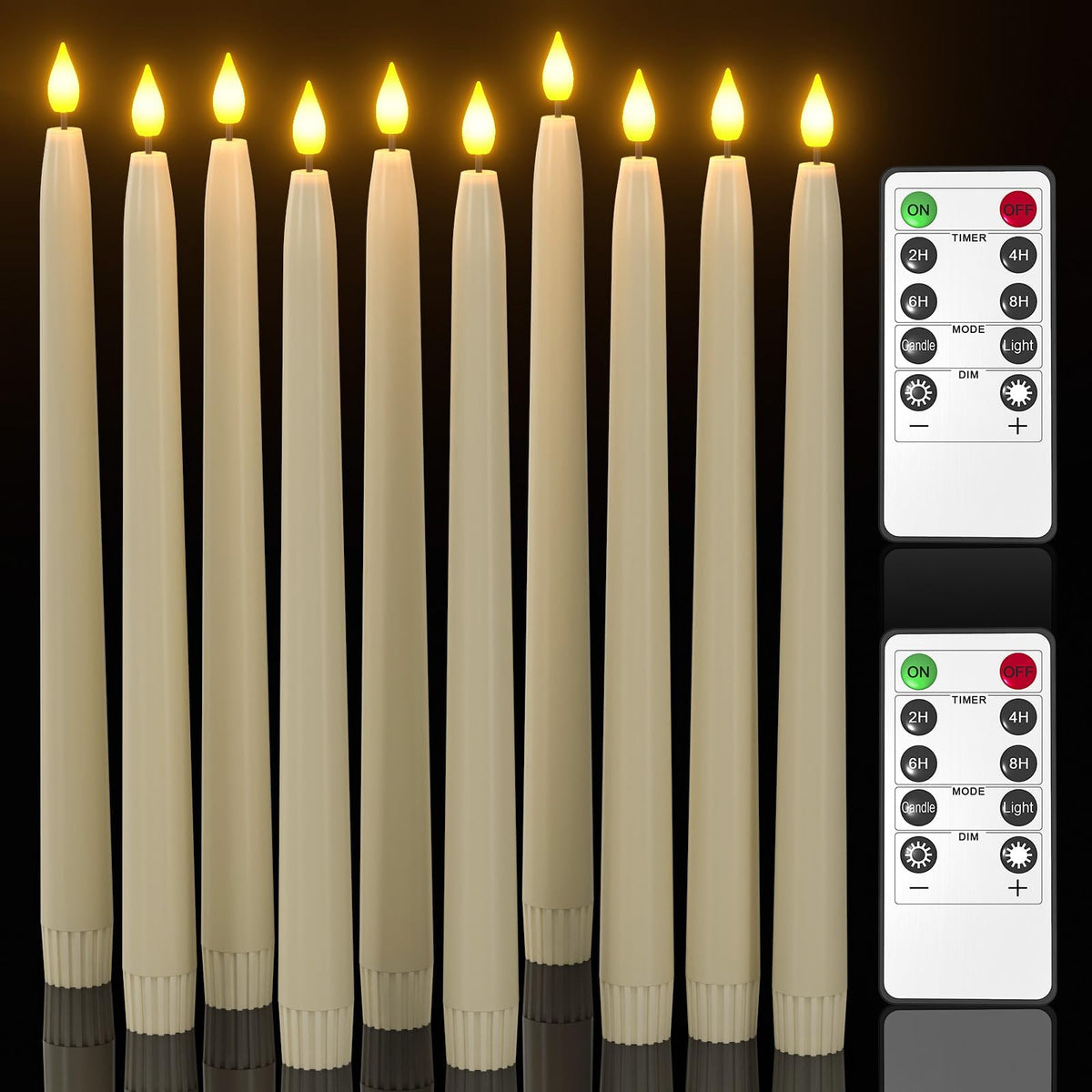Yme 10pcs Flameless LED Ivory Taper Candles with Timer and Remote 🍁 All In One Marketplace Canada