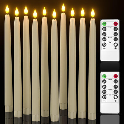 Yme 10pcs Flameless LED Ivory Taper Candles with Timer and Remote 🍁 All In One Marketplace Canada
