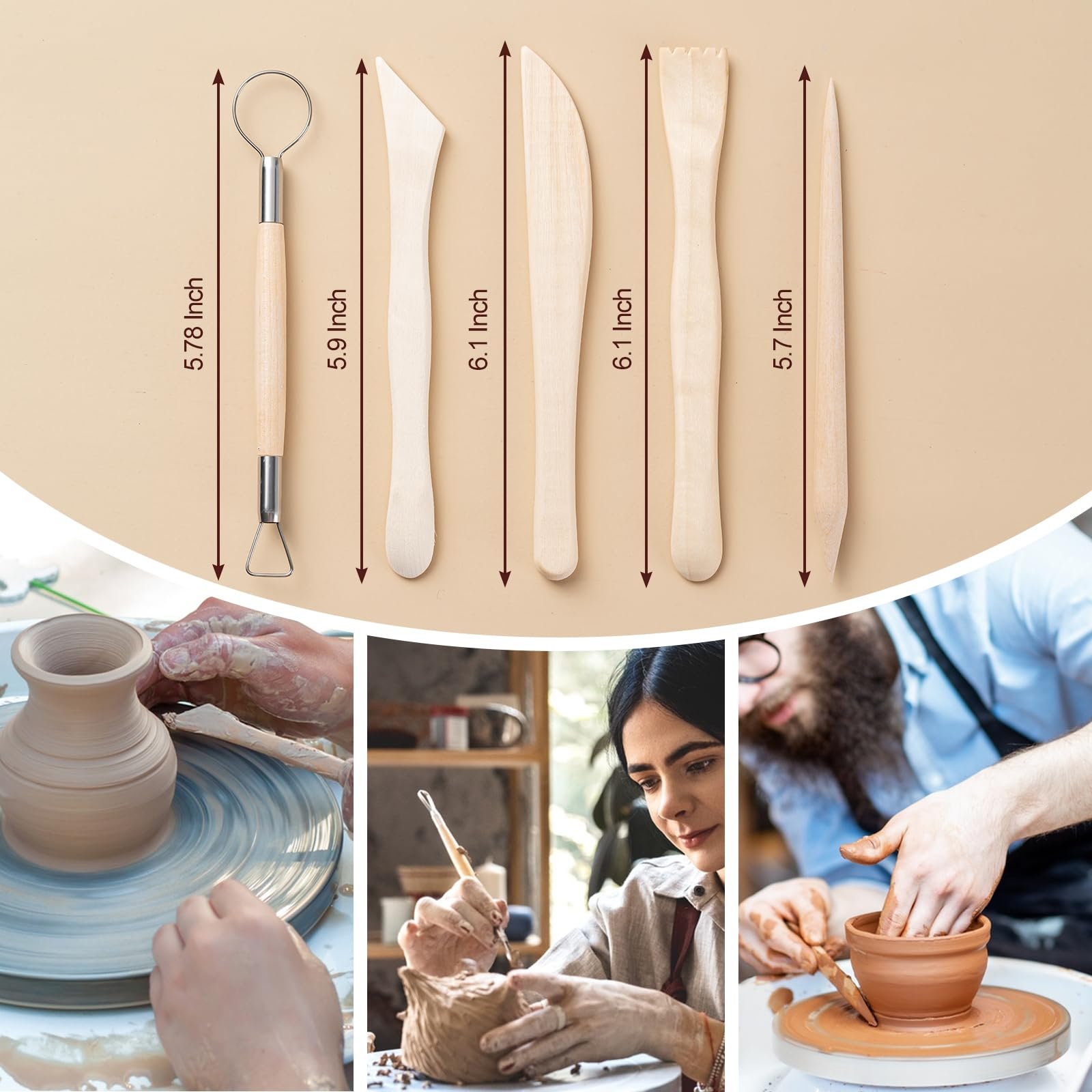 Amrules Clay Tools Kit, 27 PCS Pottery Tools, Practical Polymer Clay Sculpting Tools Kit, Air Dry Clay Tools Set for Adults, Pottery Craft, Dotting, Carving, Drawing, Molding, Modeling, Shaping - Available at All In One Marketplace Canada