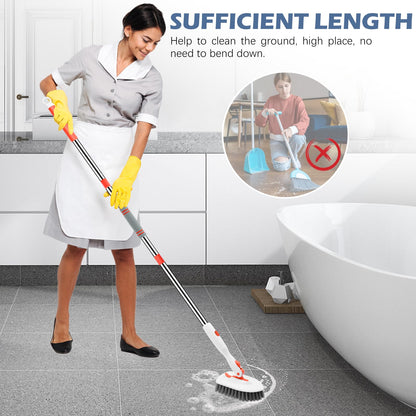 Setsail Floor Scrub Brush, 3-In-1 Tile Tub Floor Scrubber with 52-inch Adjustable Long Handle Shower Cleaner Brush and 3 Detachable Replacement Brush Heads for Cleaning Bathroom Kitchen Walls Tub Tile - Available at All In One Marketplace Canada