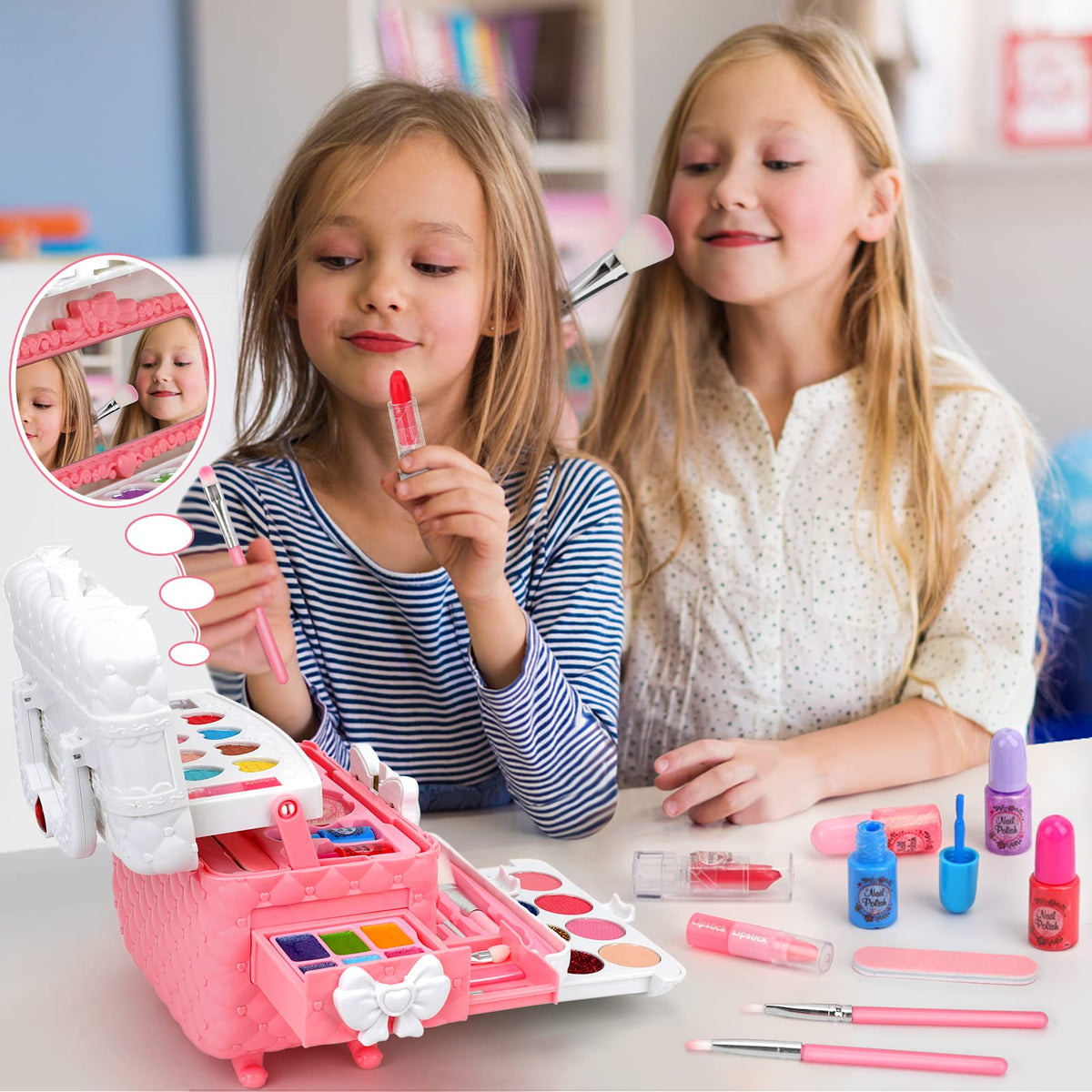 Flybay Kids Makeup Kit Toys for Girls, Washable Girls Makeup Set Children Make Up Kids Toys, Princess Pretend Play Make Up Set Christmas Birthday Gifts for Age 3-12 Year Old Girl 🍁 All In One Marketplace Canada
