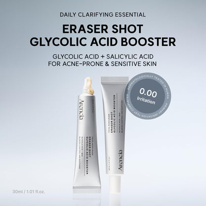 Arencia Eraser Serum Glycolic Acid Booster with AHA BHA, Exfoliating Face Serum for Acne-Prone Skin, Pore Care & Texture Refining, Lightweight Daily Skincare, 30 mL - Available at All In One Marketplace Canada