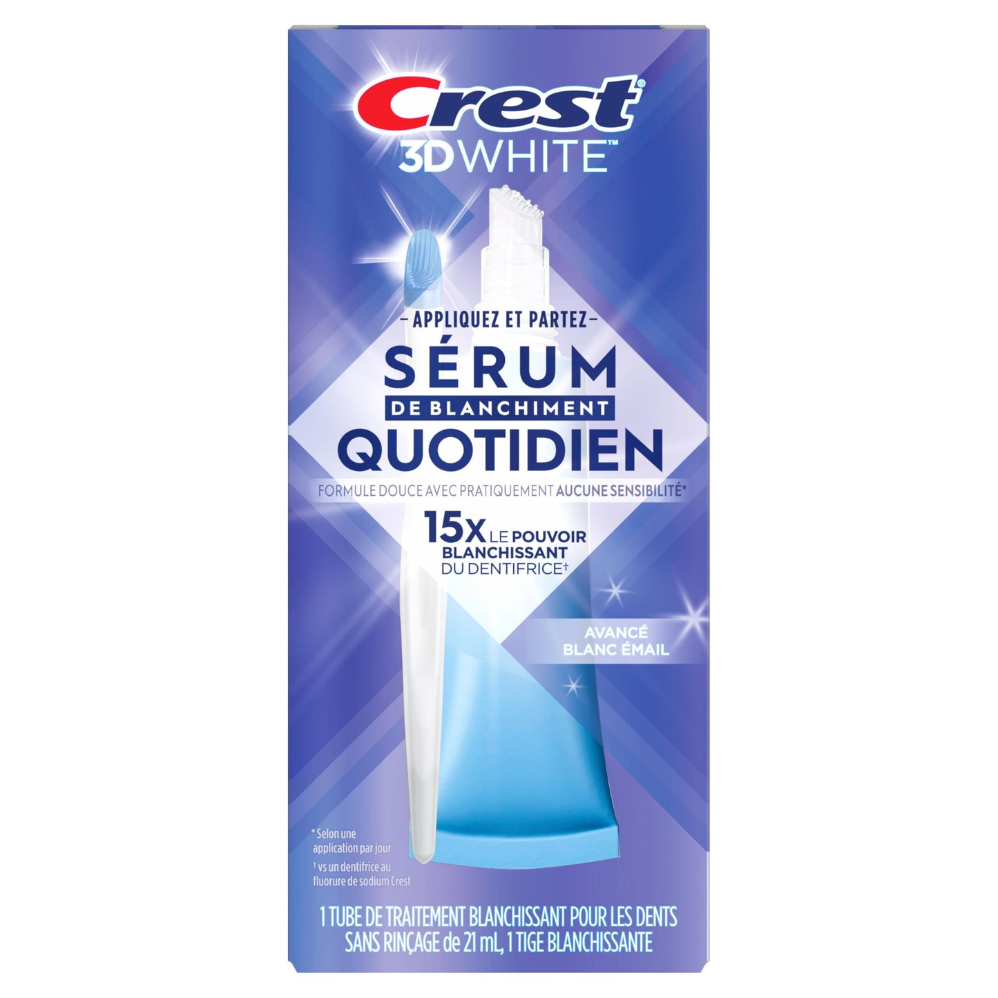 Crest 3D White Daily Whitening Serum Advanced Enamel White, Leave-on Teeth Whitening Treatment, 21 mL Crest