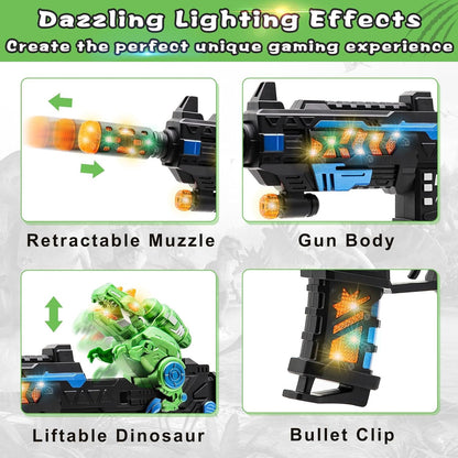 Dinosaur Light Up Toy Gun with Sound Effects, Noise-Making Gun Toys for Kids, Halloween Christmas Dinosaur Gifts for 3 4 5 6 7 Year Old Boys Toddlers, Birthday Gifts 🍁 All In One Marketplace Canada