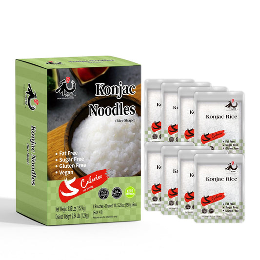 YUHO Shirataki Konjac Rice - 8 Pack Bundle, Vegan & Keto-Friendly, Gluten-Free, Low-Carb Noodles (53.61 oz)