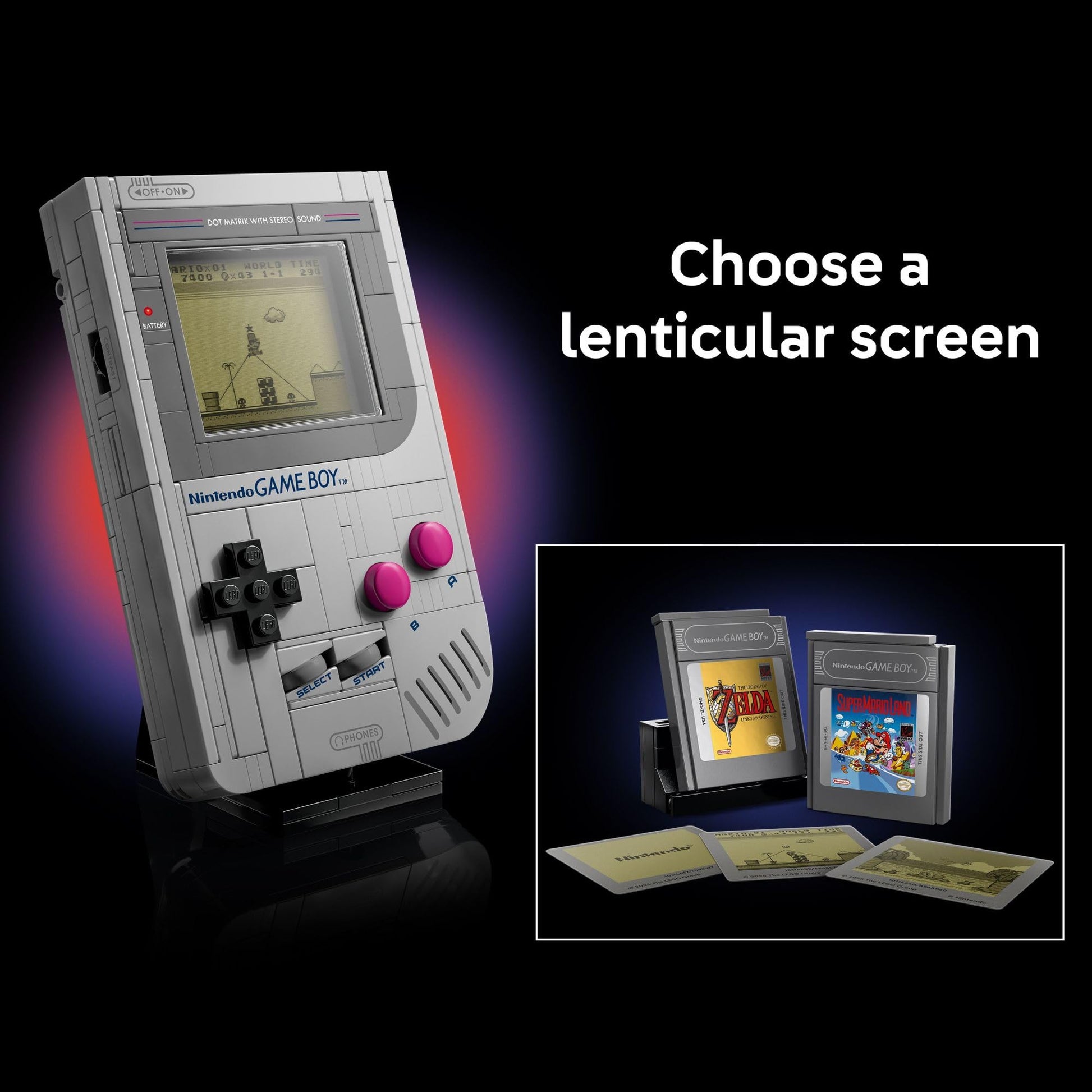 LEGO Super Mario Game Boy - Retro Building Sets for Adults, Ages 18+ - Gifts for Birthdays - Collectible Model with Game Paks and Display Stand - 72046 LEGO