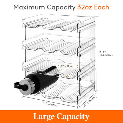 Lifewit Stackable Water Bottle Organizer for Cabinet, Freezer, Pantry - Plastic Cup Holder, Wine Racks for Kitchen Tabletop Storage, Cupboard, Office - Pack of 4, Each Rack Holds 3 Containers - Available at All In One Marketplace Canada